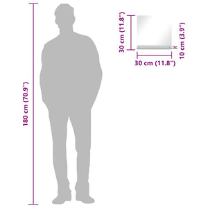 Väggspegel med hylla 30x30 cm härdat glas