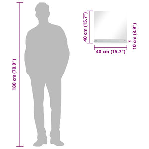 Väggspegel med hylla 40x40 cm härdat glas