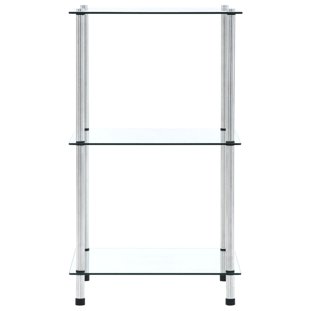 Hylla 3 hyllplan transparent 40x40x67 cm härdat glas