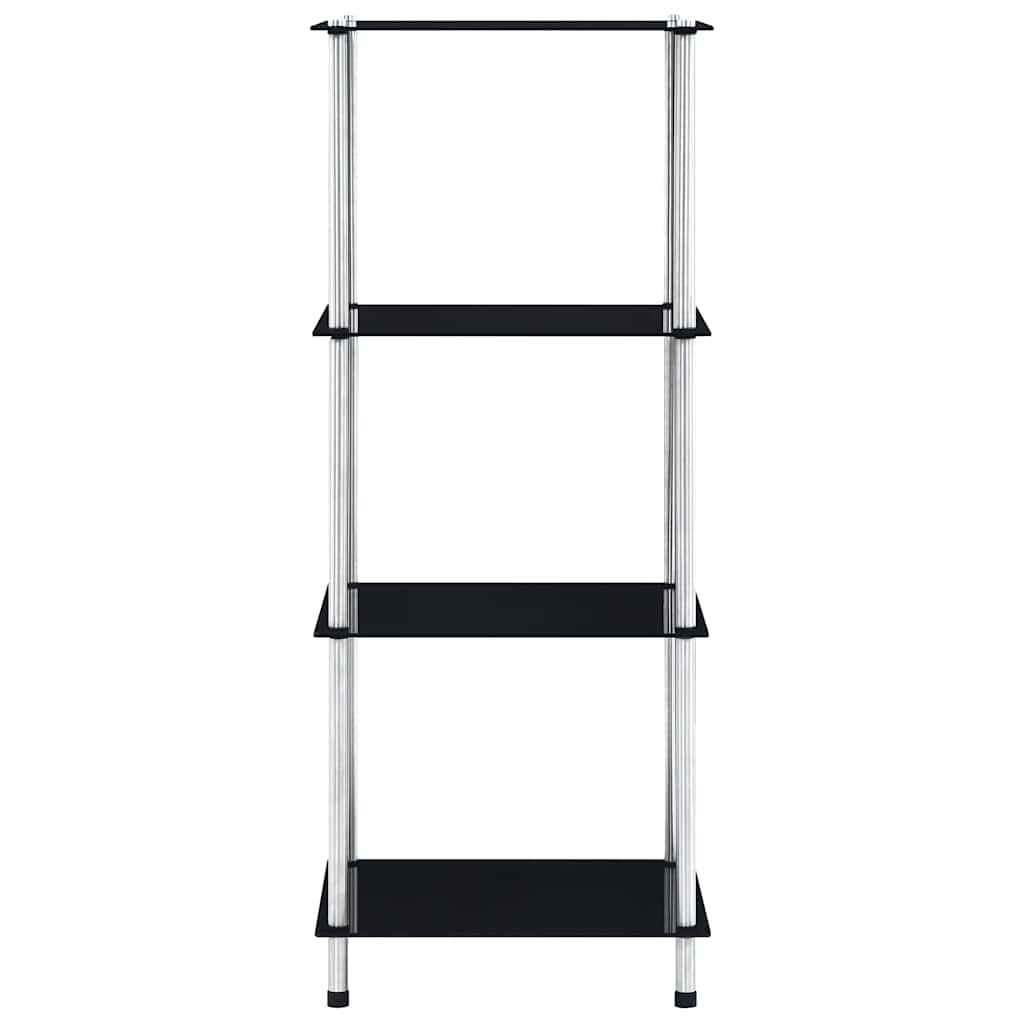 Hylla 4 hyllplan svart 40x40x100 cm härdat glas