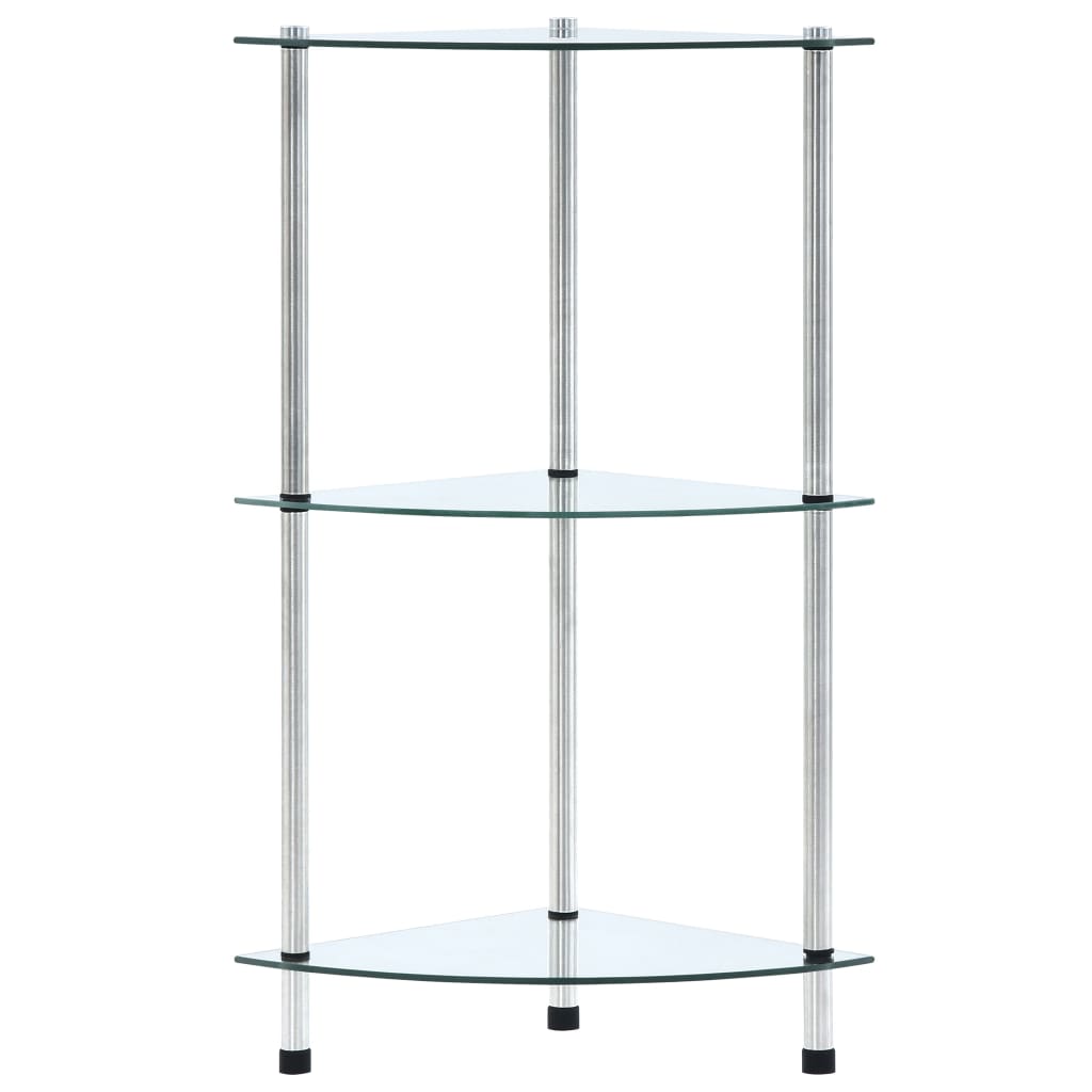 Hylla 3 hyllplan transparent 30x30x67 cm härdat glas