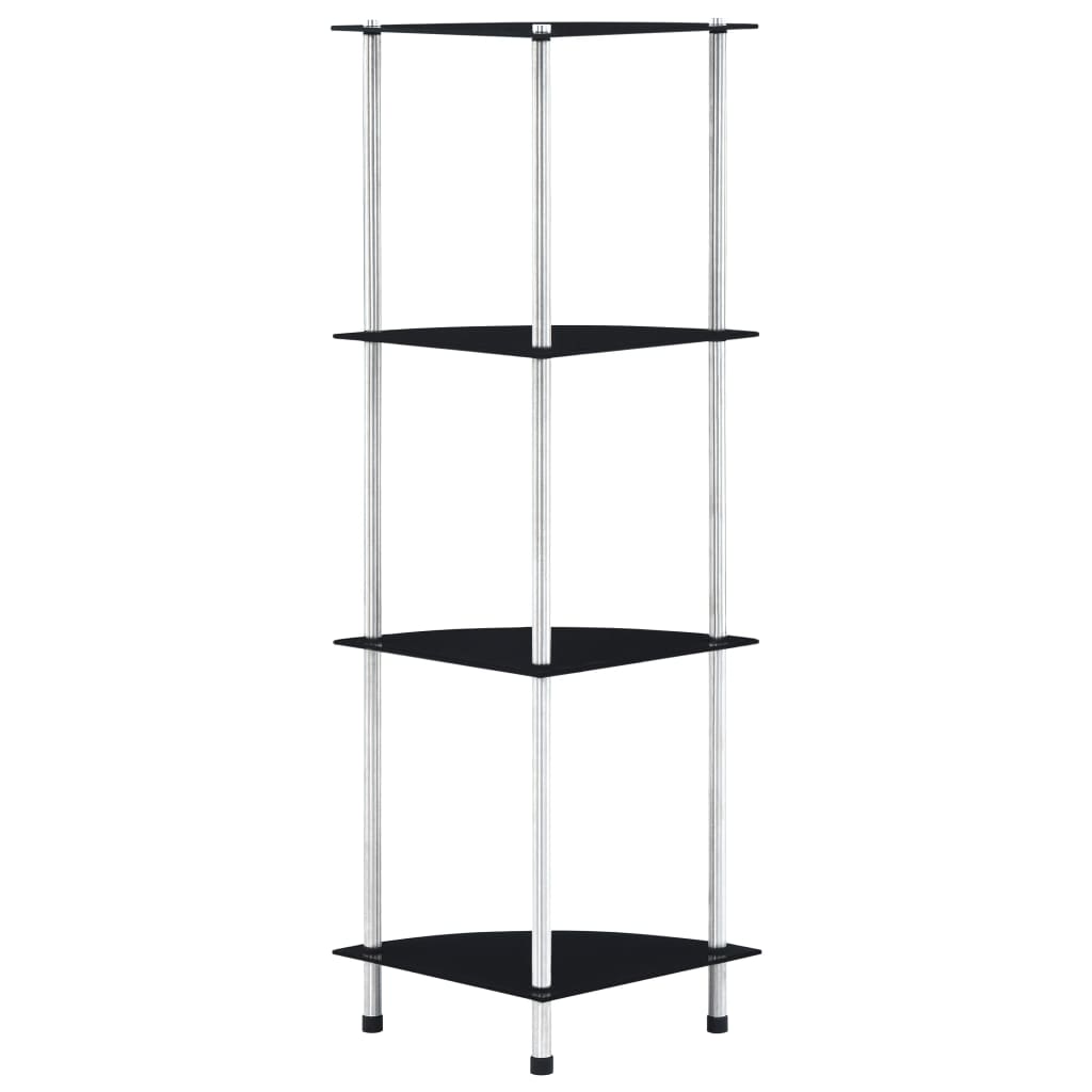 Hylla 4 hyllplan svart 30x30x100 cm härdat glas