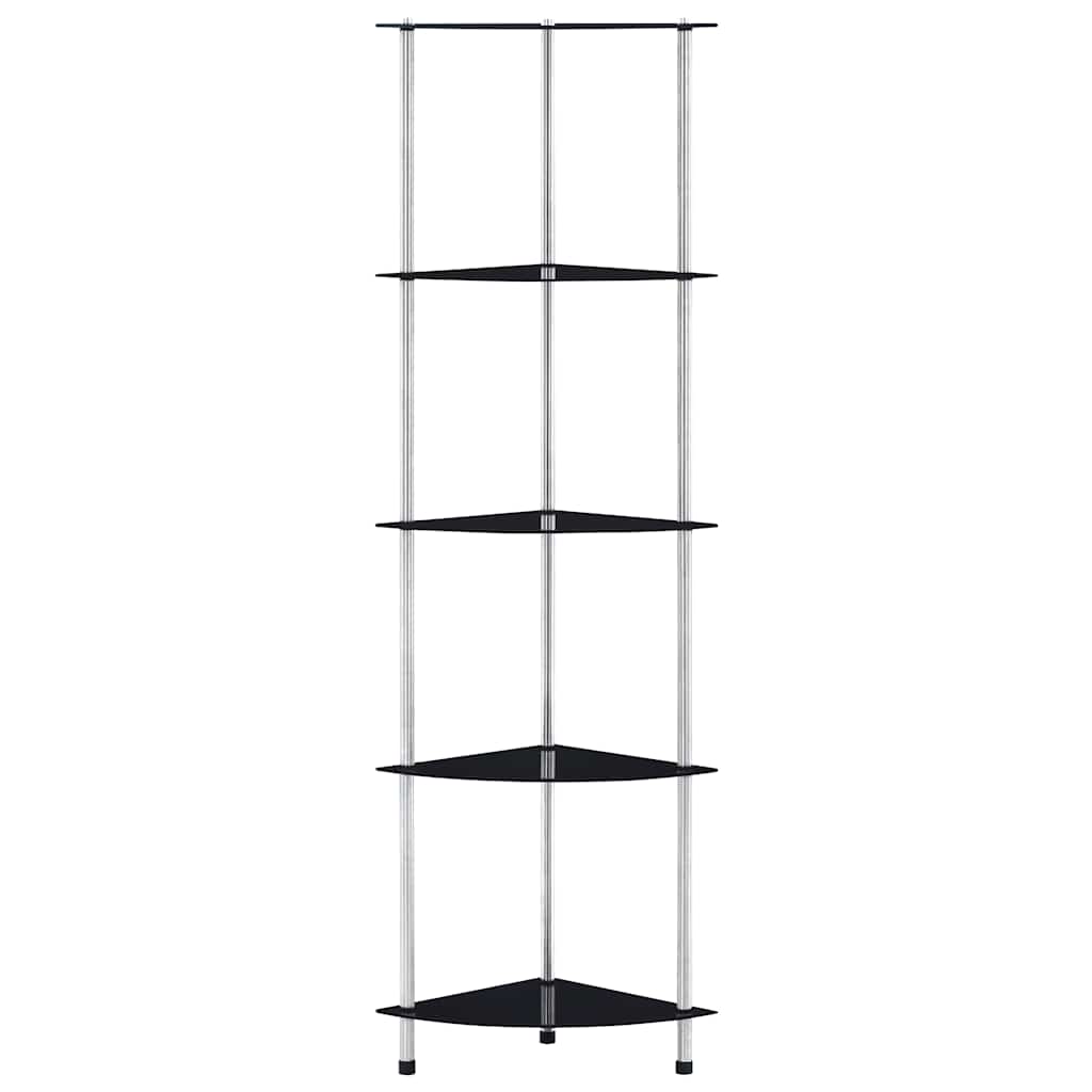 Hylla 5 hyllplan svart 30x30x130 cm härdat glas