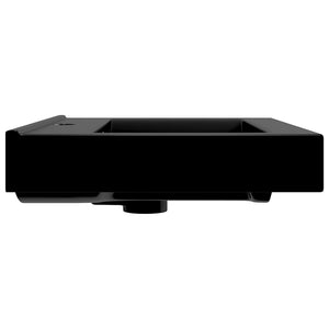 Lyxigt keramisk fyrkantig handfat med kranhål svart 60 x 46 cm