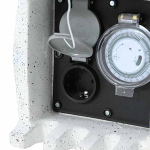 Stenformat trädgårdsuttag med timer