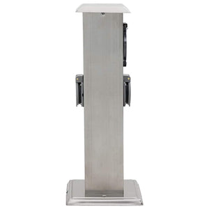 Pelare i rostfritt stål med utomhusuttag och timer