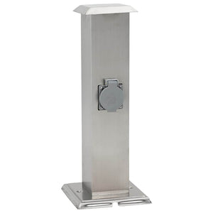 Pelare i rostfritt stål med utomhusuttag och timer