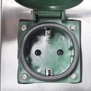 Pelare i rostfritt stål med utomhusuttag och timer