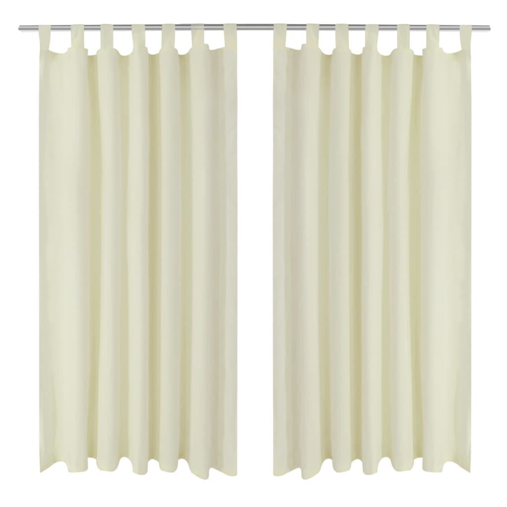 2-pack gardiner med öglor i gräddvit microsatin 140 x 175 cm