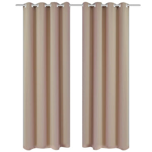 2-pack gräddvita mörkläggningsgardiner med metallringar 135 x 245 cm