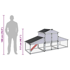 Hönshus i aluminium med uteplats och värprede aluminium