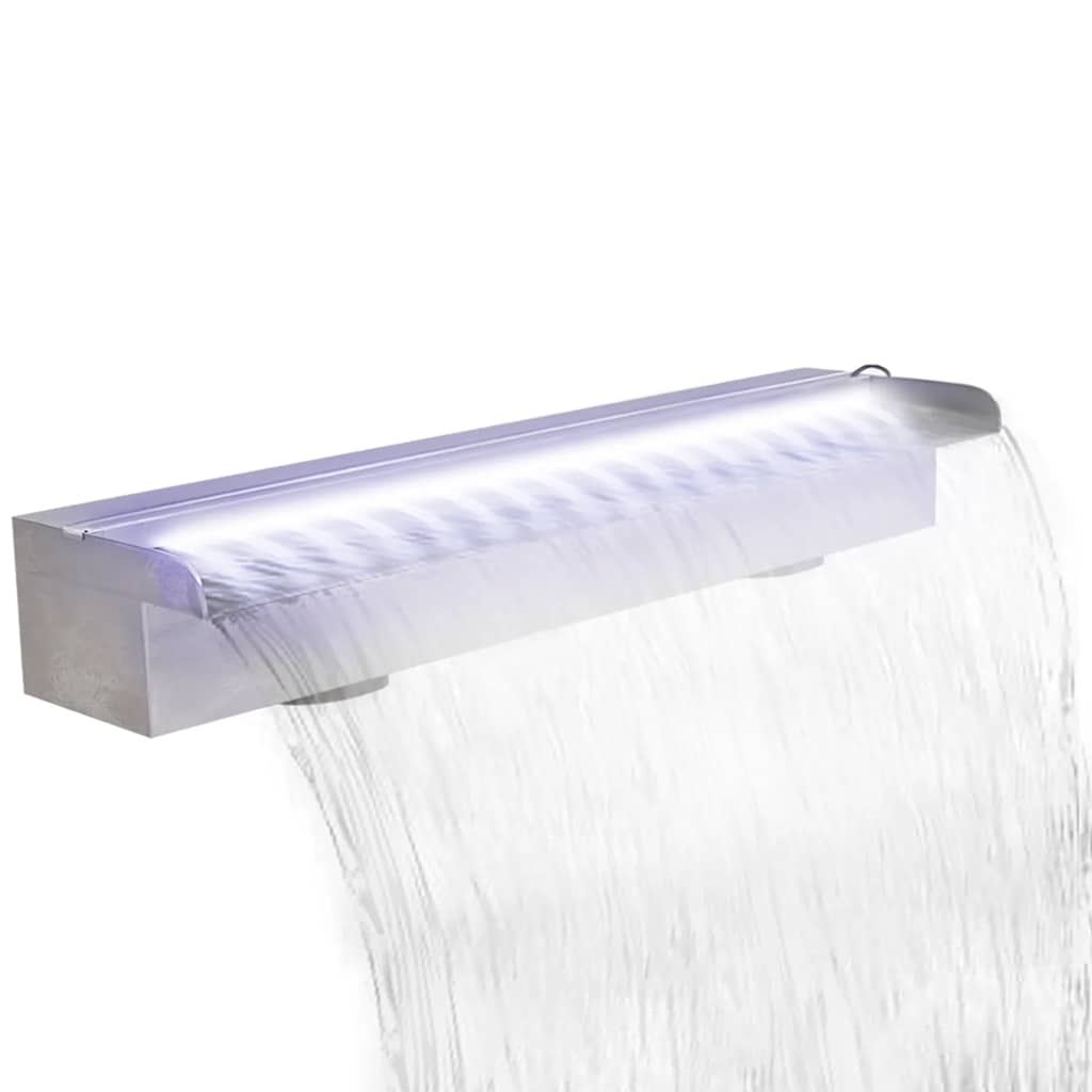 Rektangulärt Vattenfall Poolfontän med LEDs i rostfritt stål 60 cm