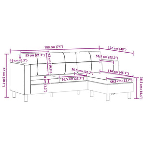 Divansoffa 3-sits konstläder svart