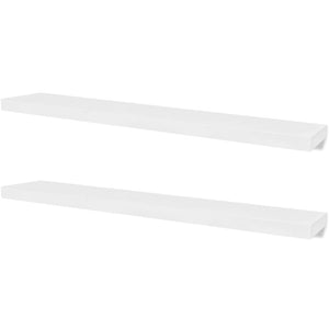 2 Flytande vägghyllor i MDF 120x20x3,8 cm vit