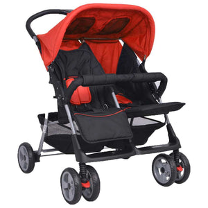 Tvillingvagn stål röd och svart