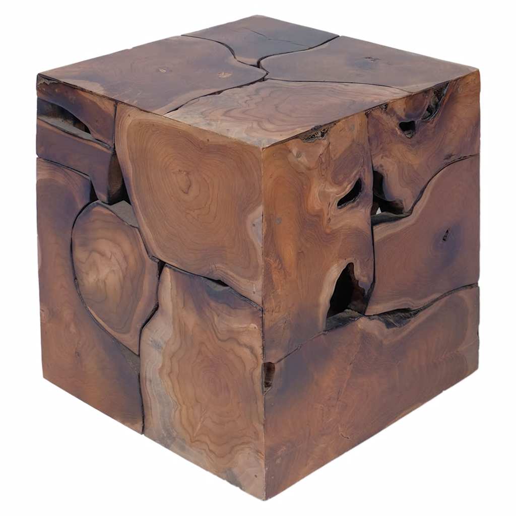 Pall brun 40x40x45 cm massivt teakträ