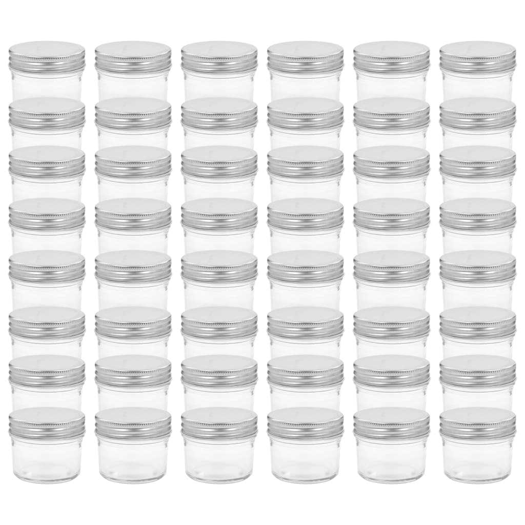 Syltburkar i glas med silvriga lock 48 st 110 ml