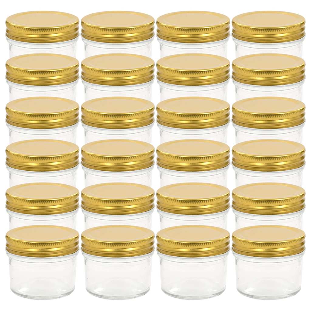 Syltburkar i glas med guldfärgade lock 24 st 110 ml