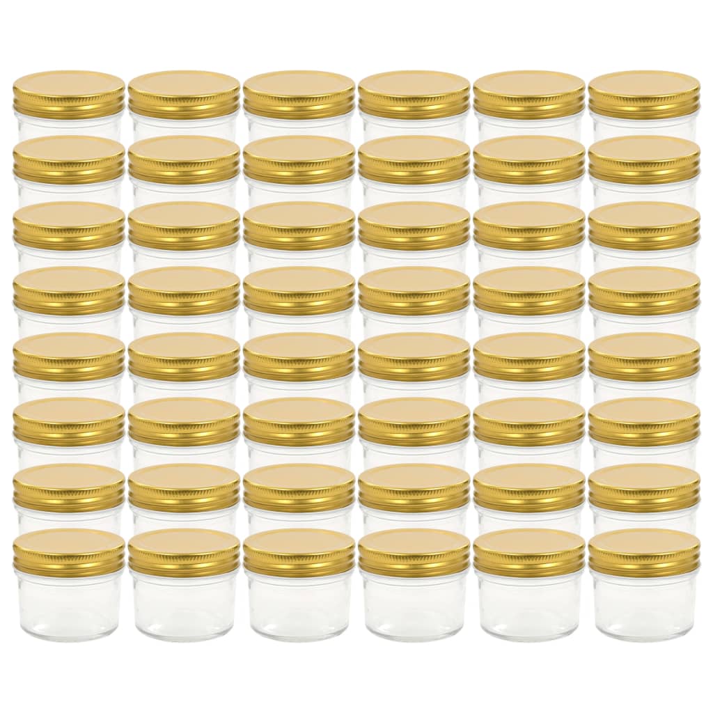 Syltburkar i glas med guldfärgade lock 48 st 110 ml