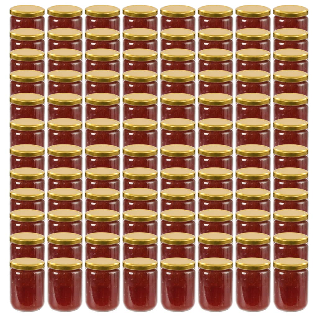 Syltburkar i glas med guldfärgade lock 96 st 230 ml