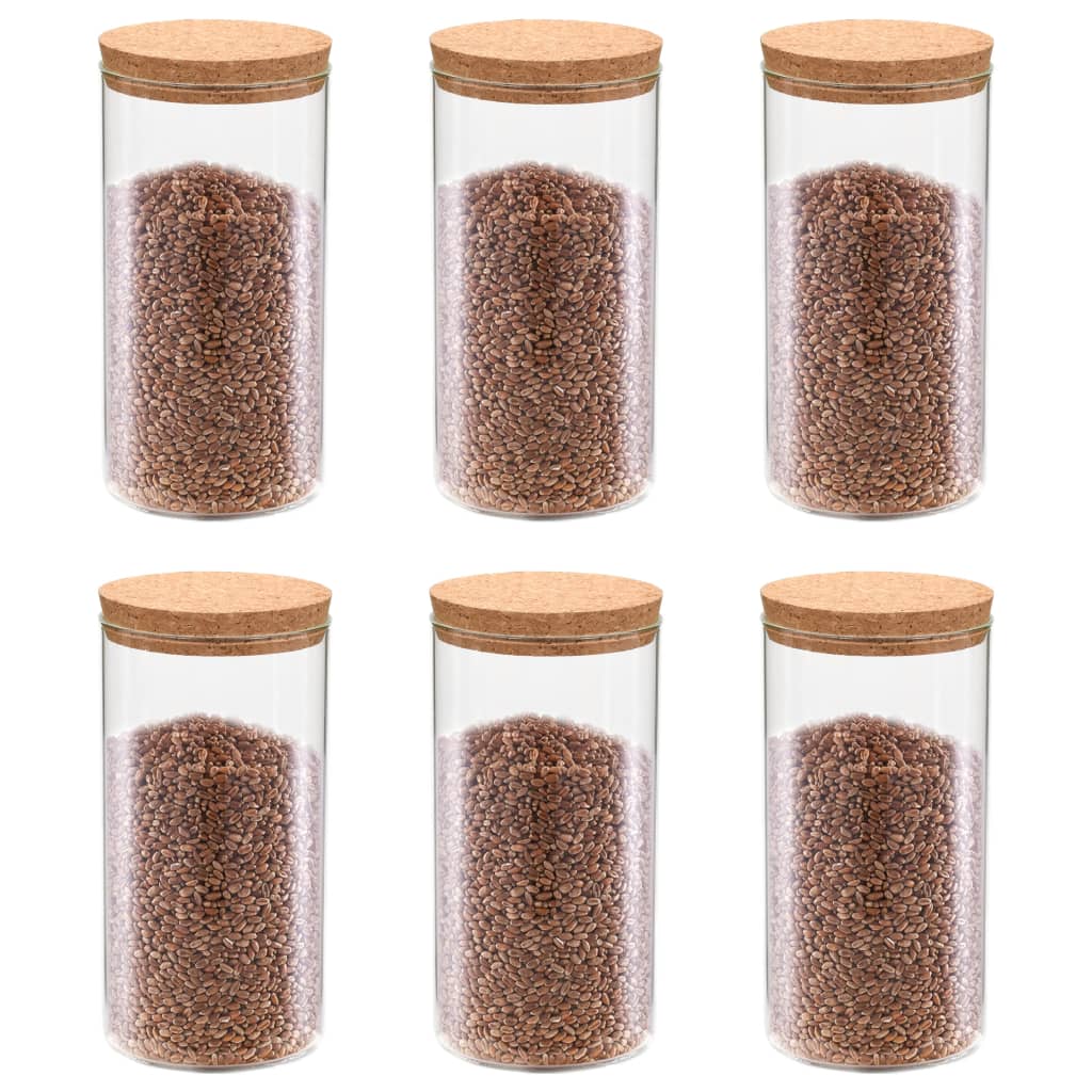 Förvaringsburkar i glas med korklock 6 st 1400 ml