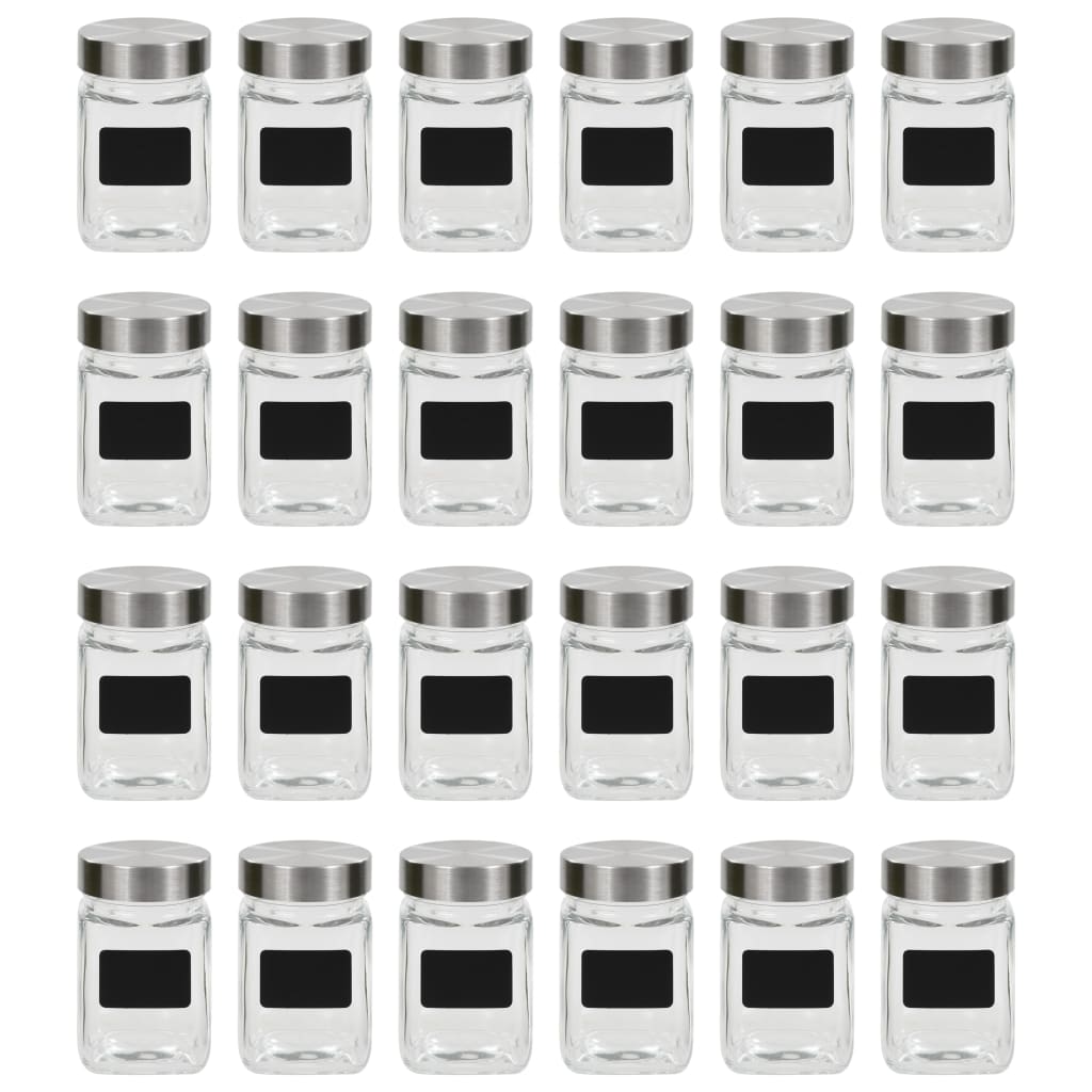 Förvaringsburkar i glas med etiketter 24 st 300 ml