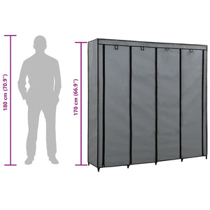 Garderob med 4 fack grå 175x45x170 cm