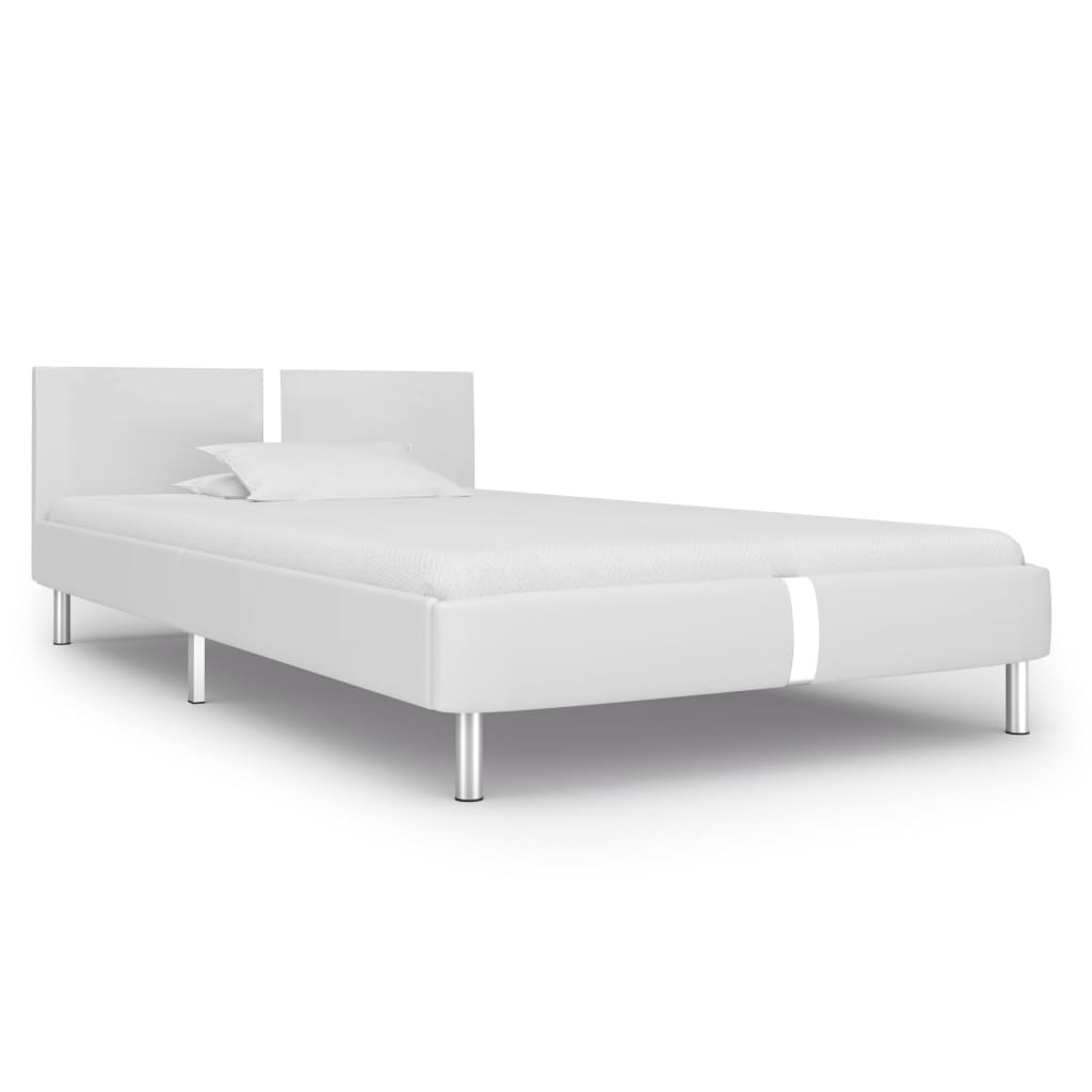 Sängram utan madrass vit konstläder 90x200 cm