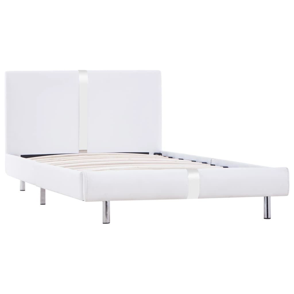 Sängram utan madrass vit konstläder 90x200 cm