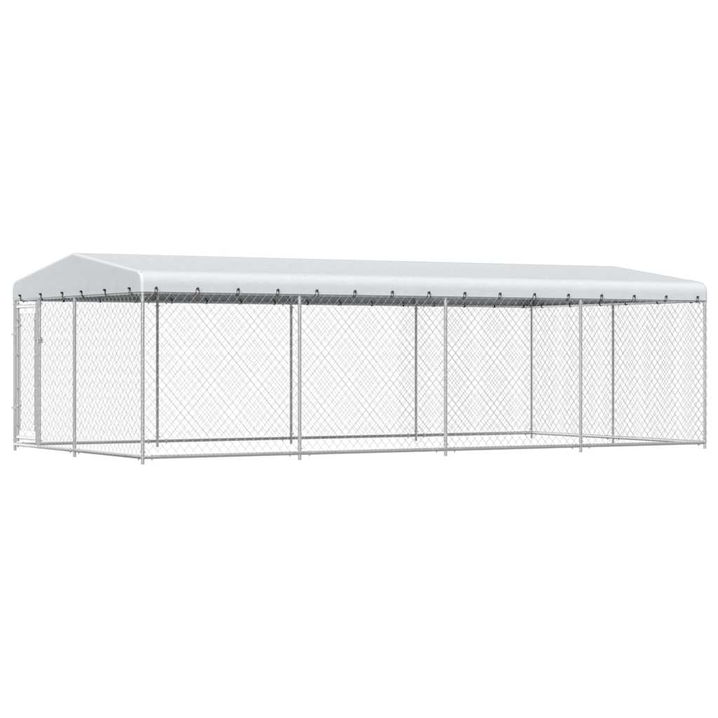 Hundgård med tak för utomhusbruk 7,6x3,8x2,3 m