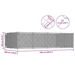 Hundgård för utomhusbruk 7,6x3,8x1,9 m