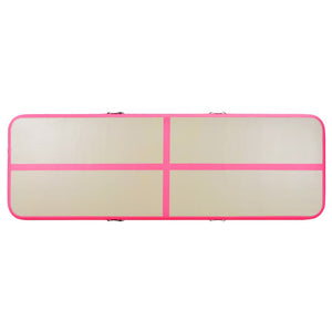 Uppblåsbar gymnastikmatta med pump 300x100x10 cm PVC rosa