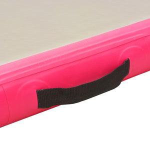 Uppblåsbar gymnastikmatta med pump 300x100x10 cm PVC rosa