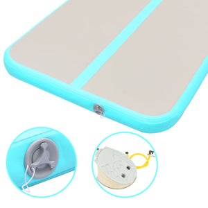 Uppblåsbar gymnastikmatta med pump 400x100x10 cm PVC grön