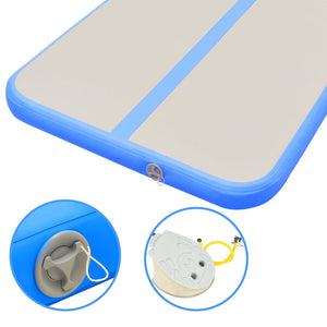 Uppblåsbar gymnastikmatta med pump 600x100x10 cm PVC blå