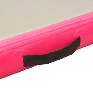 Uppblåsbar gymnastikmatta med pump 800x100x10 cm PVC rosa