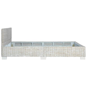 Sängram grå naturlig rotting 160x200 cm