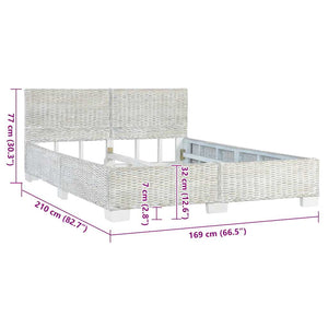 Sängram grå naturlig rotting 160x200 cm