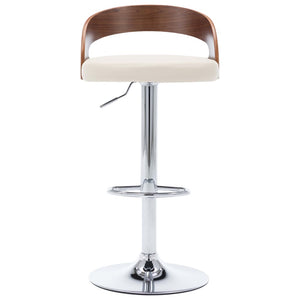 Barstolar 2 st gräddvit konstläder och böjträ