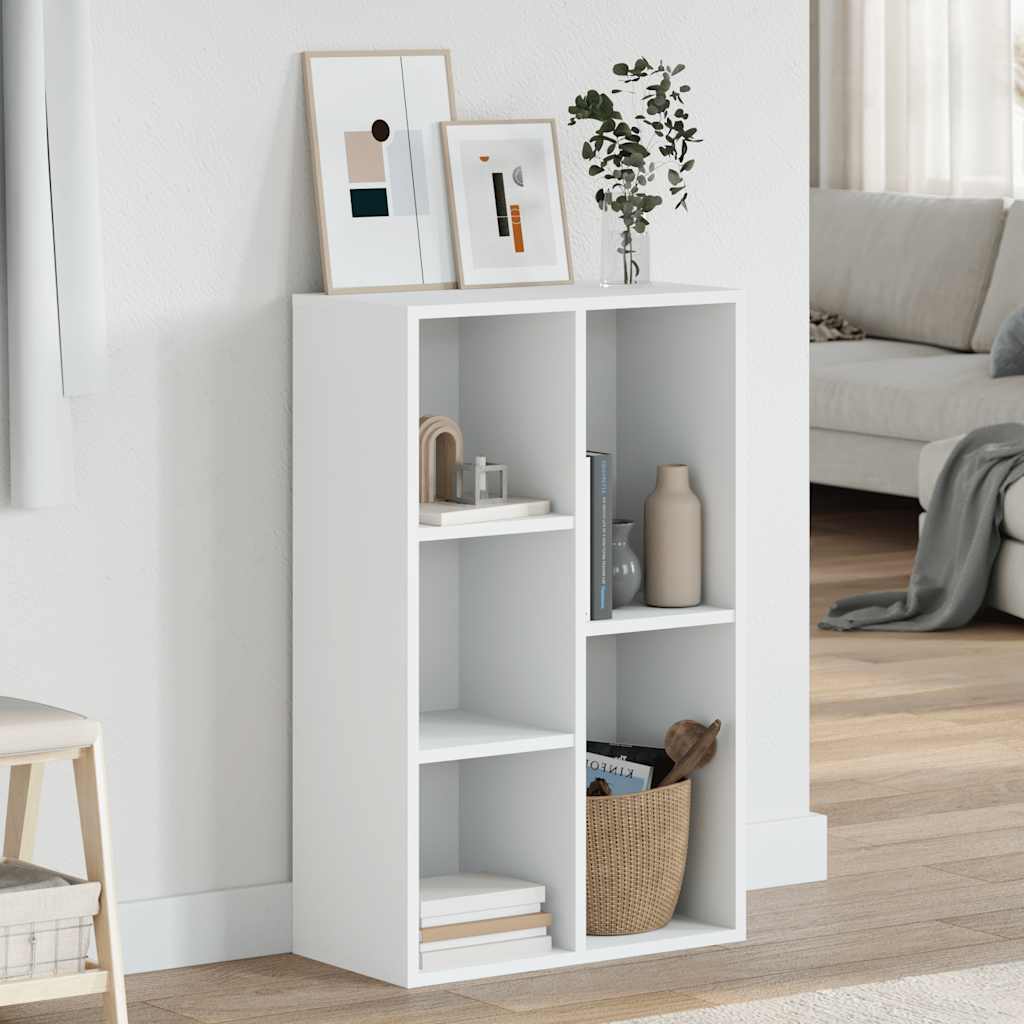 Bokhylla/skänk vit 50x25x80 cm konstruerat trä