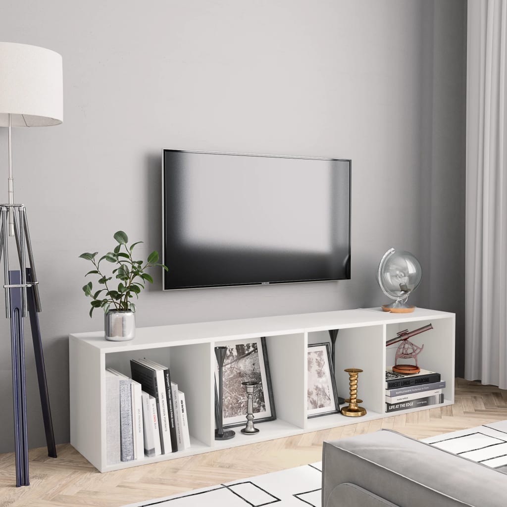 Bokhylla/TV-bänk vit 143x30x36 cm