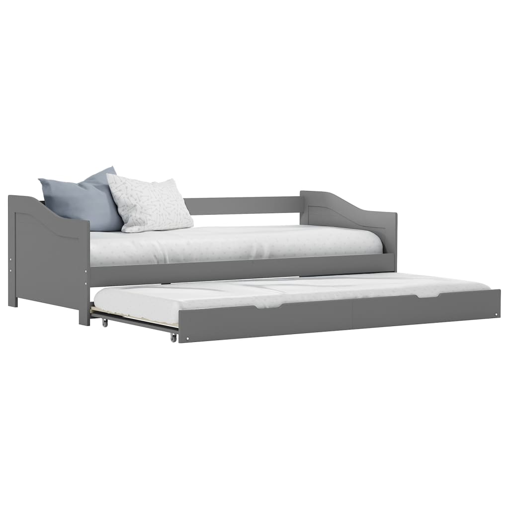 Bäddsoffa ram utan madrass grå 90x200 cm