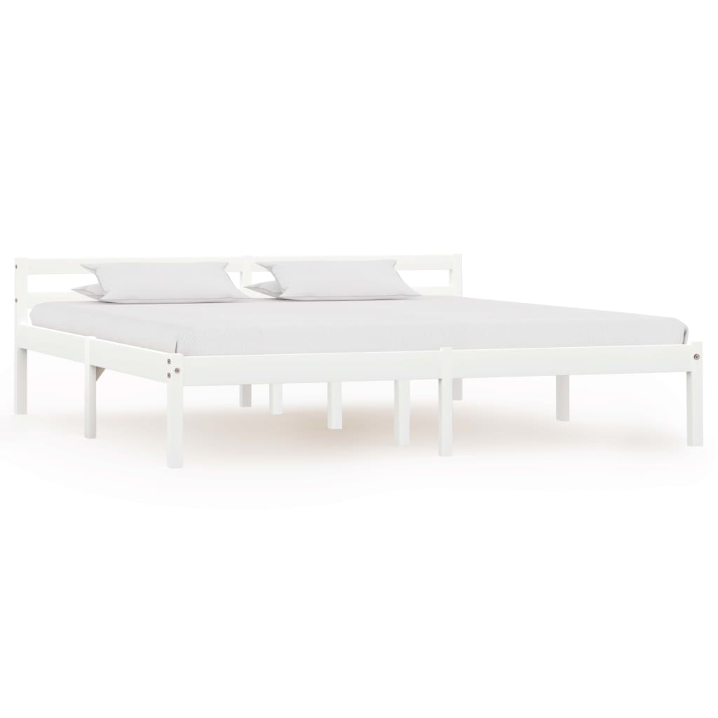 Sängram utan madrass vit massiv furu 180x200 cm
