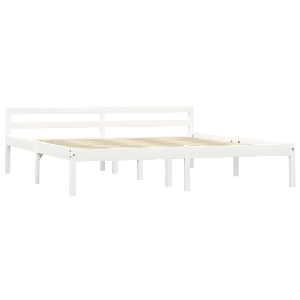 Sängram utan madrass vit massiv furu 180x200 cm