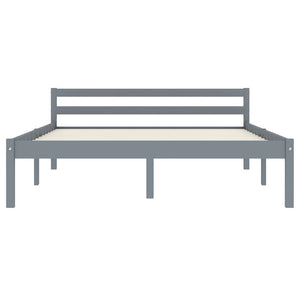 Sängram utan madrass grå massiv furu 140x200 cm