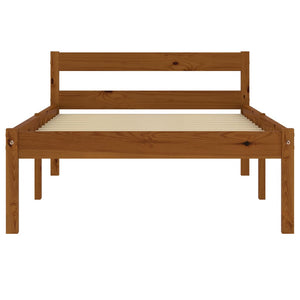 Sängram utan madrass honungsbrun massiv furu 100x200 cm