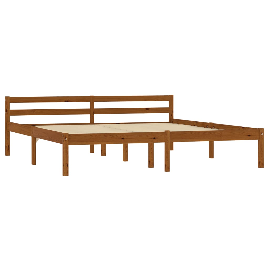 Sängram utan madrass honungsbrun massiv furu 160x200 cm