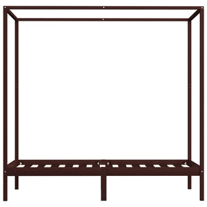 Sänghimmel utan madrass mörkbrun massivt trä 100x200 cm