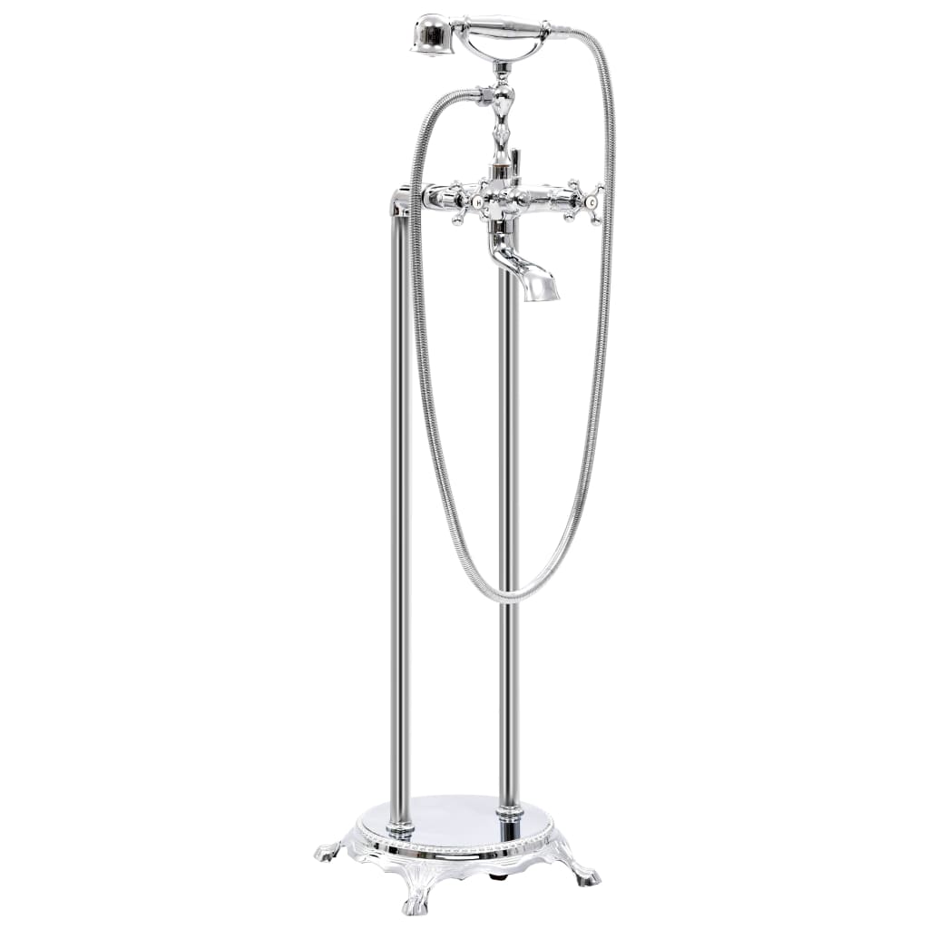 Fristående badkarsblandare rostfritt stål 99,5 cm silver