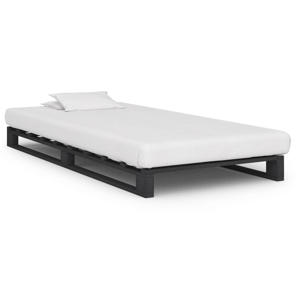 Pallsäng utan madrass grå 100x200 cm massiv furu